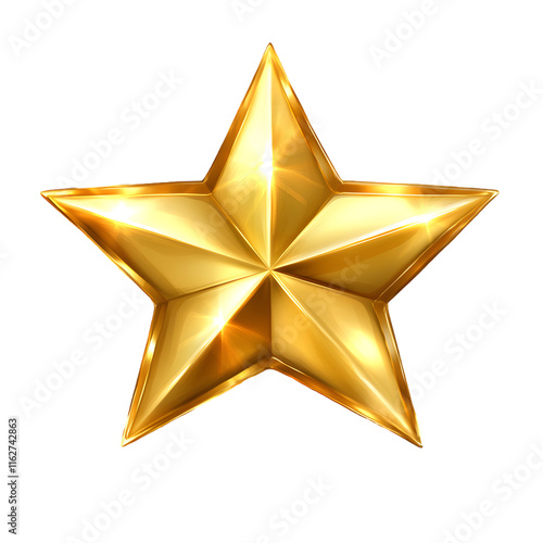 Shiny Gold Star Icon with Three-Dimensional Design for Awards and Achievements