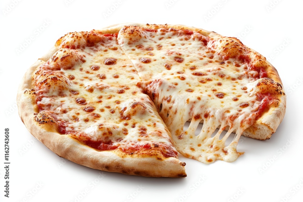 A playful depiction of a slice of pizza with exaggerated toppings and melted cheese on a white background A playful depiction of a slice of pizza with exaggerated toppings and melted cheese on a white background