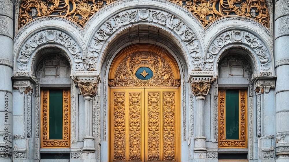 Obraz premium Architectural facade of a historic building with ornate craftsmanship