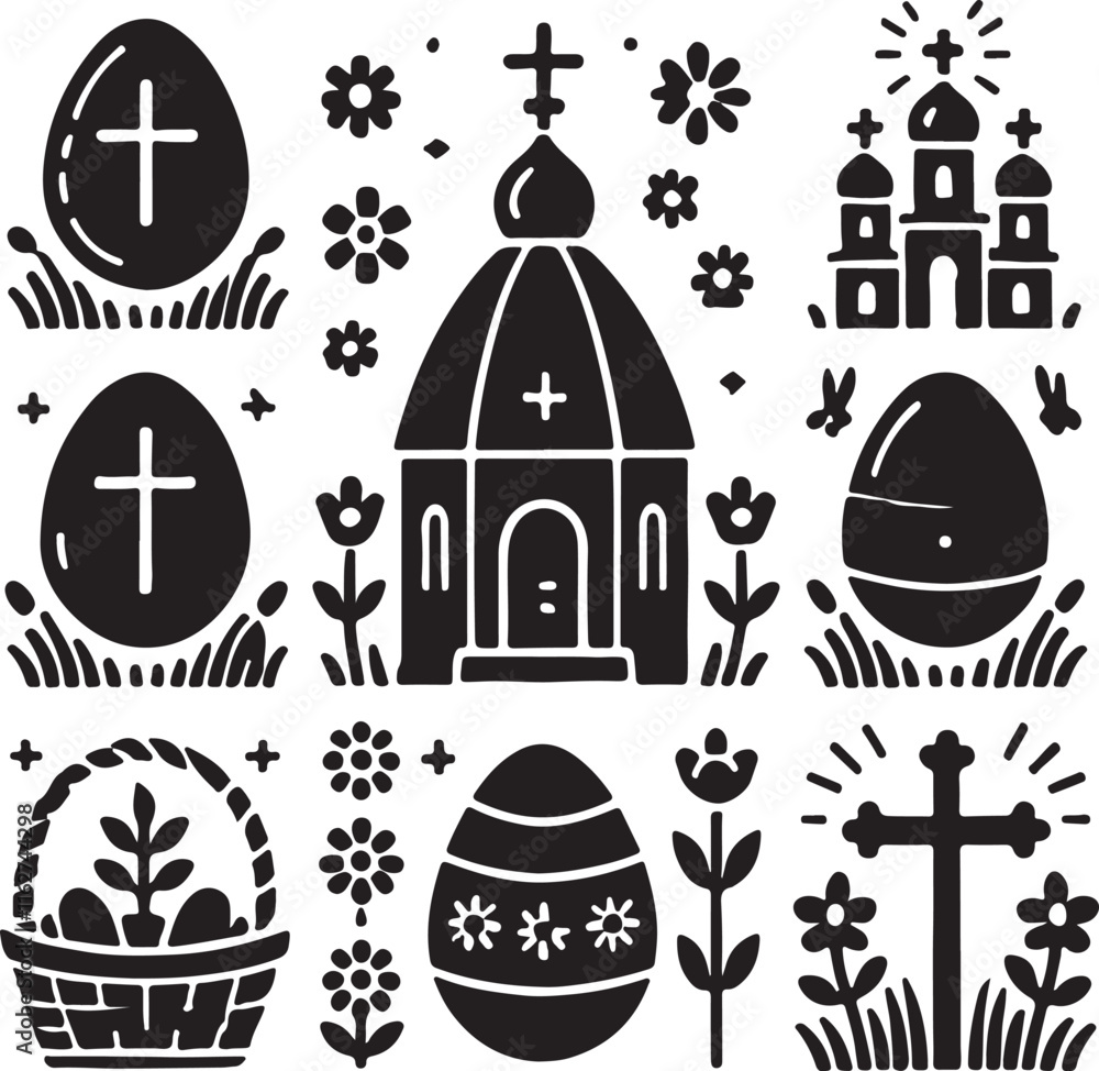 Easter icon silhouette vector with white background Easter icon silhouette vector with white background