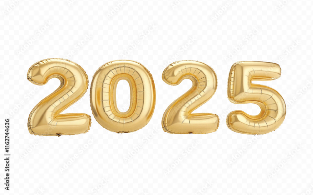 abstract 3d 2025 text made with different golden colour hellium balloons isolated on white background abstract 3d 2025 text made with different golden colour hellium balloons isolated on white background