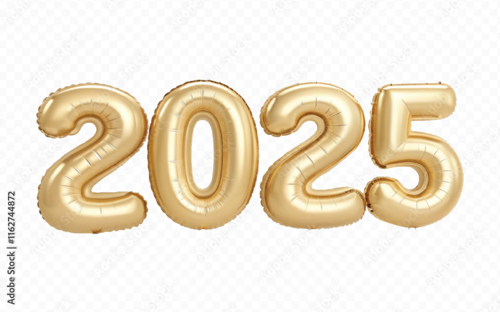 abstract 3d 2025 text made with different golden colour hellium balloons isolated on white background abstract 3d 2025 text made with different golden colour hellium balloons isolated on white background