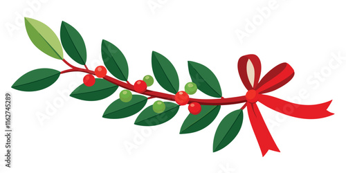 festive mistletoe branch adorned leaf ball branch illustration