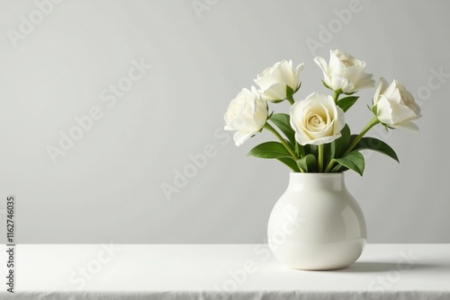 Wallpaper Mural Simple white flowers in a minimalist vase on a plain tablecloth, understated, chic Torontodigital.ca