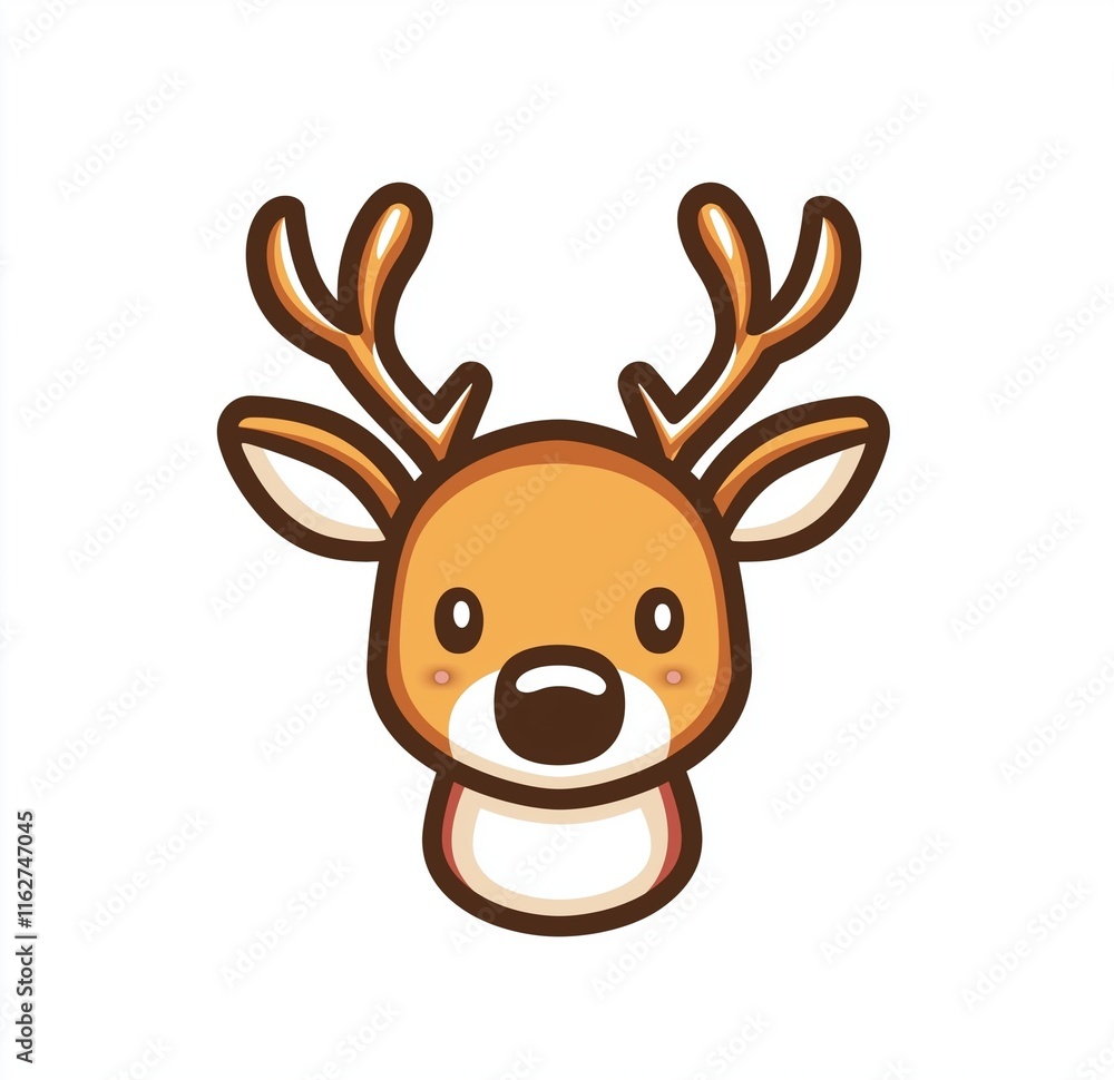 Flat vector logo of a cute reindeer head, with simple shapes and lines, on a white background, without shadows, gradients, or a mockup.
Flat vector logo of a cute reindeer head, with simple shapes and lines, on a white background, without shadows, gradients, or a mockup.