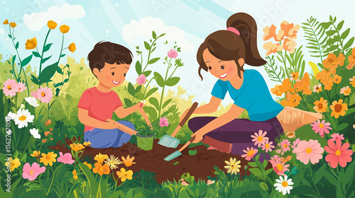 Children playing in the grass