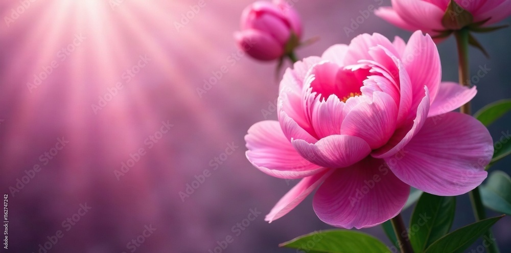 Fototapeta premium Soft focus of peonies in shades of pink and purple, soft focus, bloom, peonies
