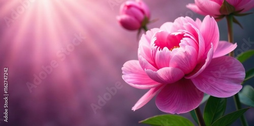 Fototapeta Naklejka Na Ścianę i Meble -  Soft focus of peonies in shades of pink and purple, soft focus, bloom, peonies