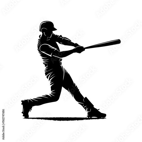 A silhouette of a baseball player, vector illustration