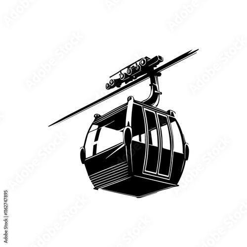 A silhouette of a cable car, vector illustration