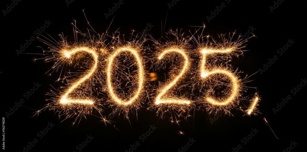 New Year's fireworks form the number
New Year's fireworks form the number