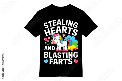 Stealing Hearts and Blasting Farts Unicorn T-Shirt photo