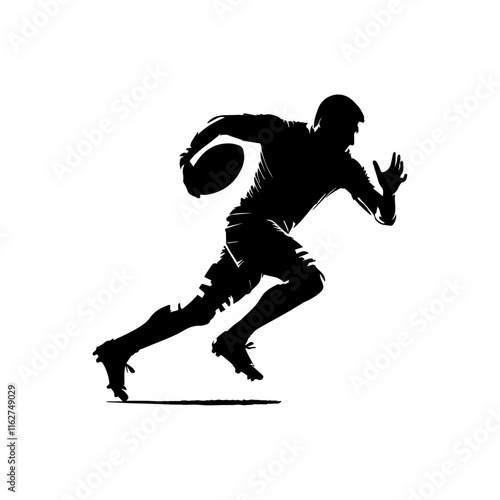 A silhouette of a rugby player, vector illustration