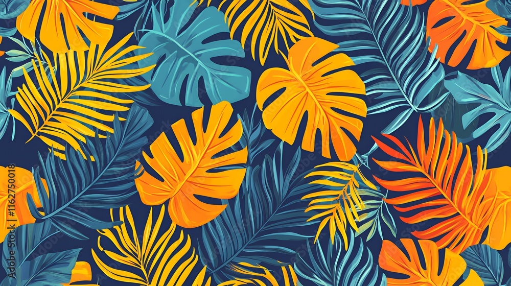 Vibrant Tropical Leaves Seamless Pattern Design Vibrant Tropical Leaves Seamless Pattern Design