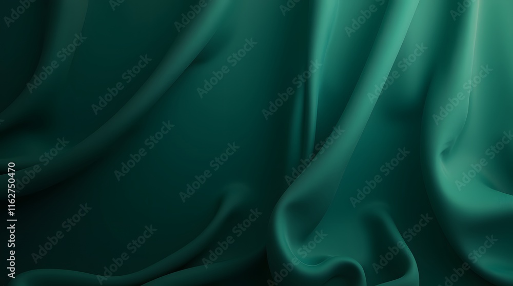 Obraz premium Black dark teal jade emerald sea aventurine green abstract background. Silk satin fabric. Glitter shimmer. Color gradient. Line stripe wave shadow. Drapery curtain. Luxury elegant subtle. Blank design
