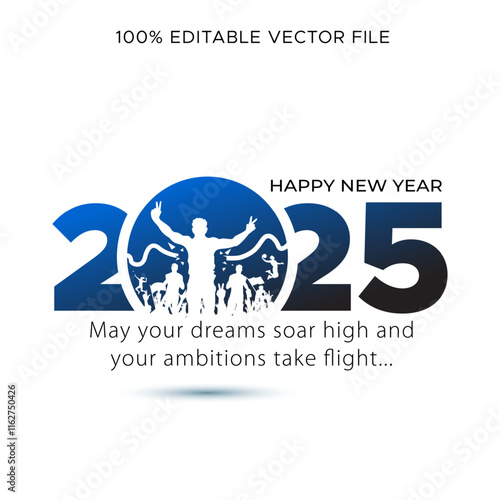 Happy New Year 2025. World Sports player athlete winner day banner, greeting card concept design.