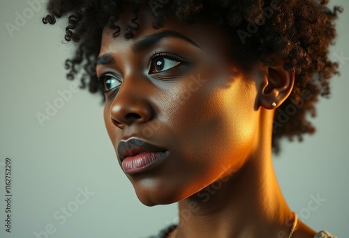 Wallpaper Mural A solemn Afro-American woman's face with a contemplative expression Torontodigital.ca