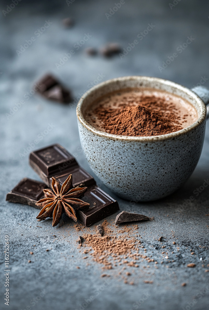 Hot Chocolate in a Cup Topped with Cocoa Powder Hot Chocolate in a Cup Topped with Cocoa Powder