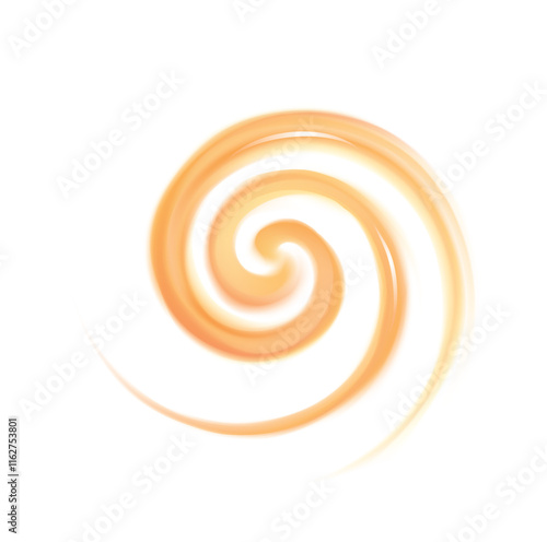 Ripple radial vibrant glossy golden template and space for text in glowing white center. Curvy art effect wavy fluid surface vivid terracotta color. Mixed fresh lemonade of citrus fruit dessert syrup 