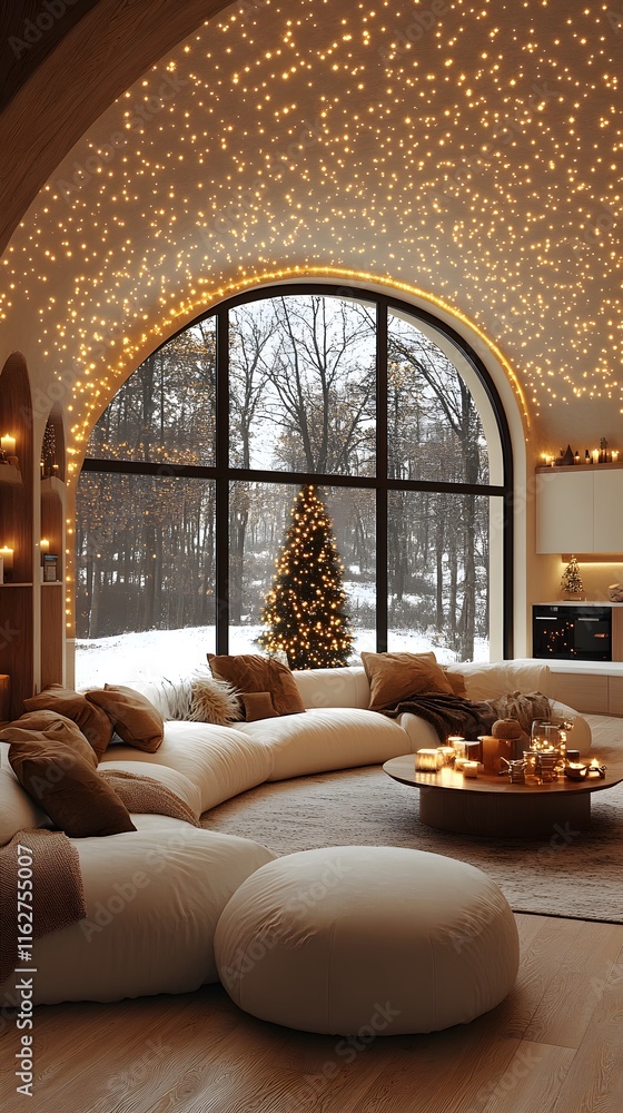 A beautiful luxury mansion in a winter forest, decorated with New Year's garlands and Christmas decorations A beautiful luxury mansion in a winter forest, decorated with New Year's garlands and Christmas decorations