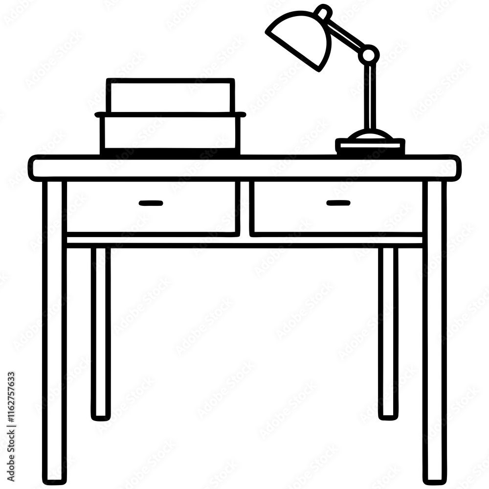 Clean Line Art of a Study Table Clean Line Art of a Study Table