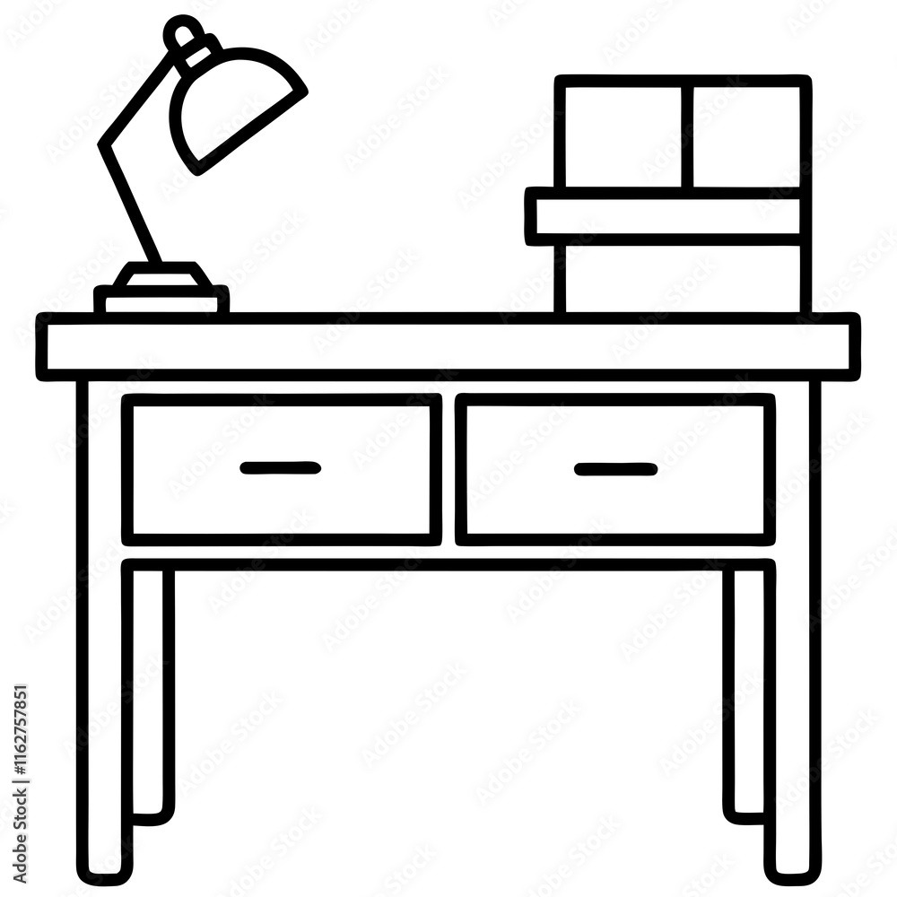 Clean Line Art of a Study Table Clean Line Art of a Study Table