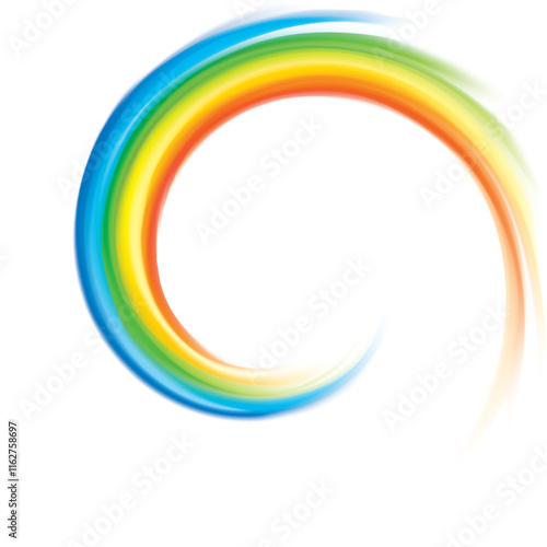 Modern eddy festival happy surfac vivid multi color range glossy curly dizzy shape border center spray ripple ring. Closeup view text space light glow white wash whirlwind symbol sign icon logo design