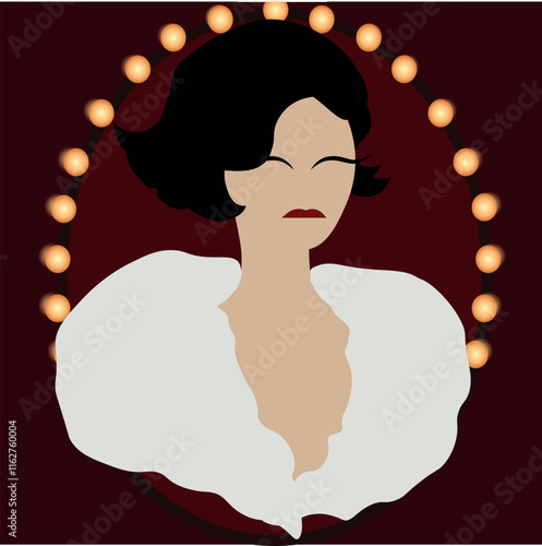 simple silhouette portrait of stylish elegant beautiful woman, aristocratic elegant and minimalist image for modern designs, art, contrasting elegant colors