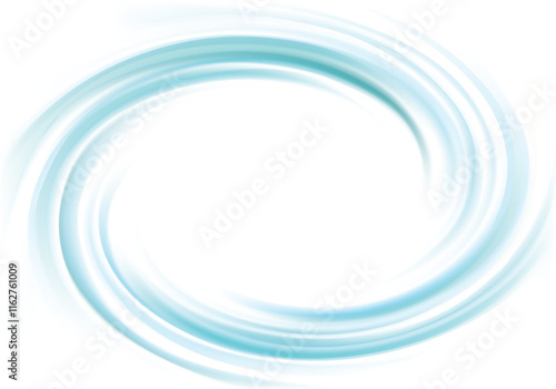 Vibrant teal soft helix rotary vertigo curvy twister moving spray bend eddy surface. Volute graphic light torsed gyration flow cool ice. Shiny pure bright turquoise color curly center space for text