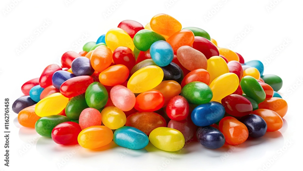 Vibrant Pile of Colorful Jelly Beans Isolated on White Background - Sweet Treats, Candy, Delights, and Confectionery for Celebrations and Events Vibrant Pile of Colorful Jelly Beans Isolated on White Background - Sweet Treats, Candy, Delights, and Confectionery for Celebrations and Events