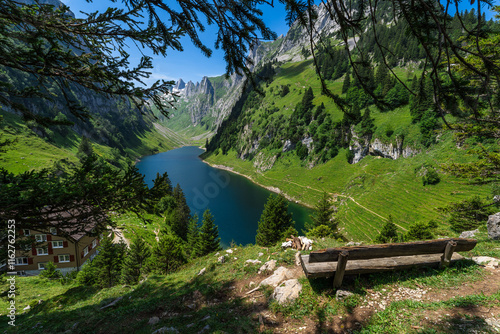 Bench with a view over Fälensee near Saxer Lücke
