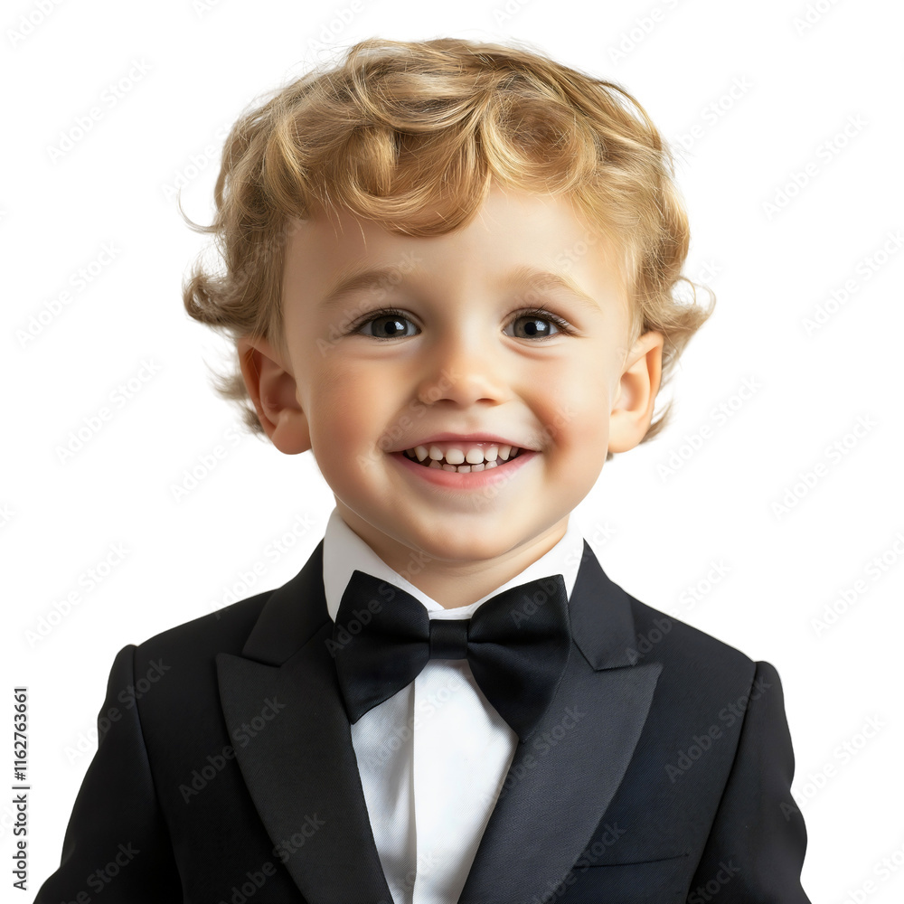 Little boy in tuxedo suit isolated portrait, cute child performer in elegant attire, young stylish kid with bow tie and cane Little boy in tuxedo suit isolated portrait, cute child performer in elegant attire, young stylish kid with bow tie and cane