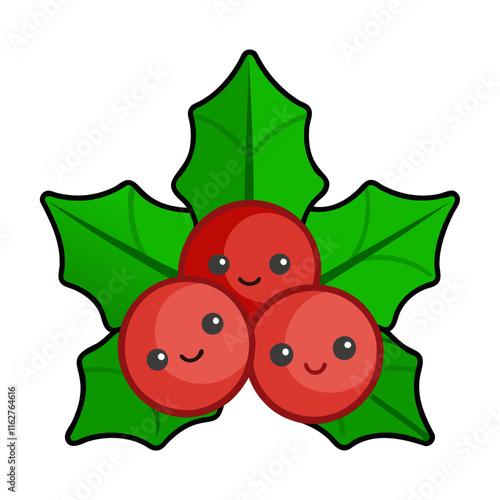 High-quality Christmas Berry with leaf Silhouette Vector Illustration isolated on a transparent background