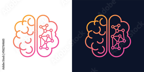 Artificial Intelligence AI Chip in Human Brain. AI Technology Artificial Intelligence Icon with Machine Learning, Digital Skills, Generative AI, AI Technology and Algorithms