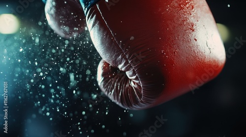 Intense Impact of Boxing Glove on Punching Bag photo