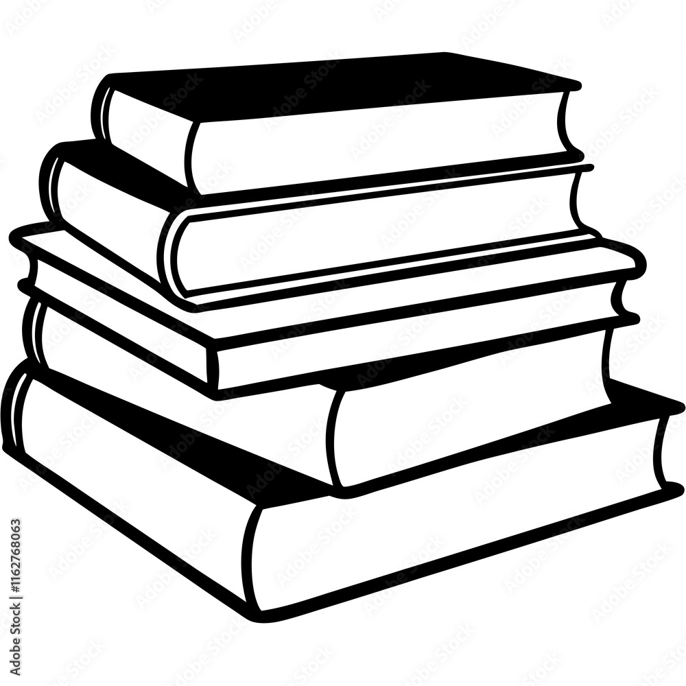 Elegant Book Stack Vector Illustration in Line Art Elegant Book Stack Vector Illustration in Line Art