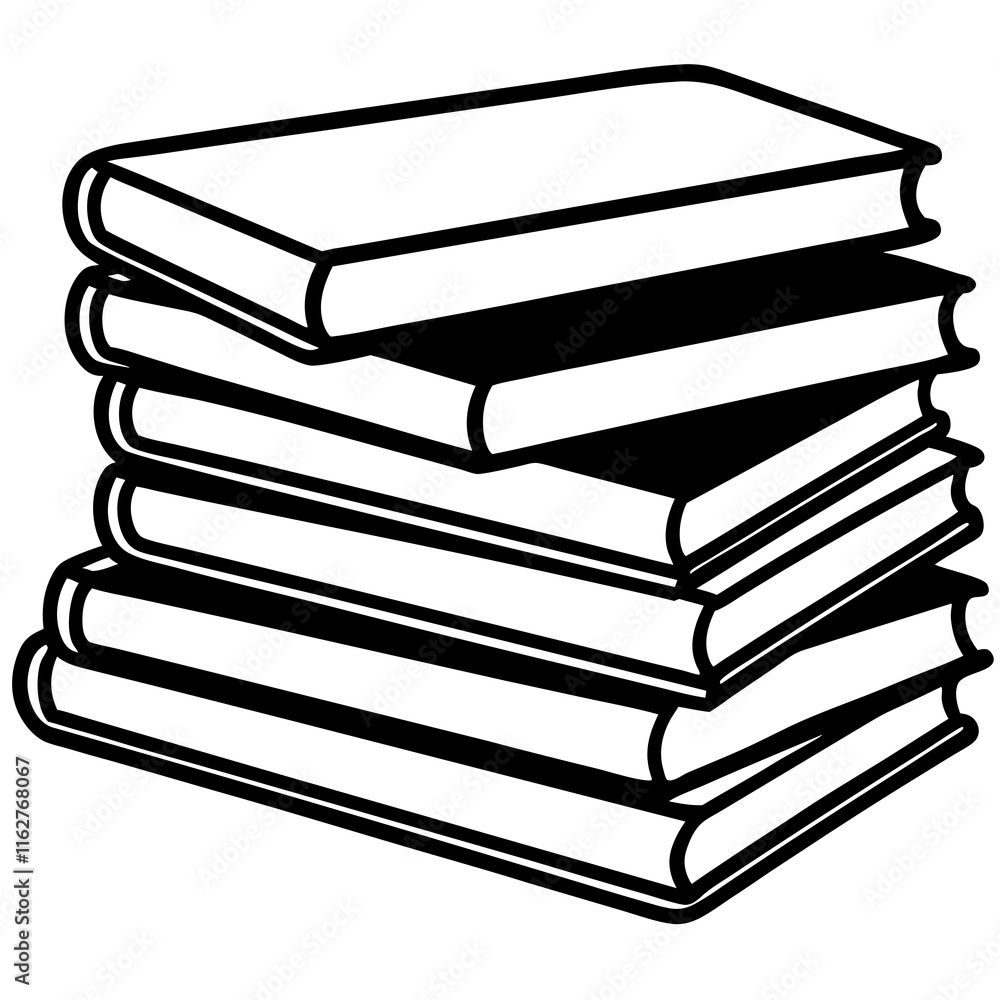 Elegant Book Stack Vector Illustration in Line Art Elegant Book Stack Vector Illustration in Line Art
