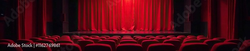 An empty theatre box with a closed curtain and empty seats, silence, theatre, solitude