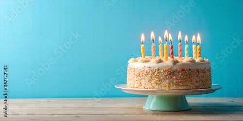 Photography birthday cake with candles