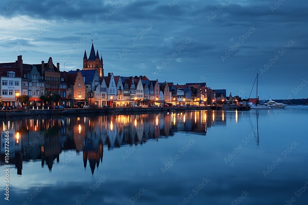 Obraz premium Old town of Gdansk at sunset, Poland. Long exposure.