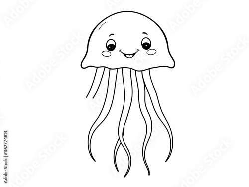 Charming Hand-Drawn Jellyfish Illustration: A Sweet, Simple Line Art Design. AI Generated photo