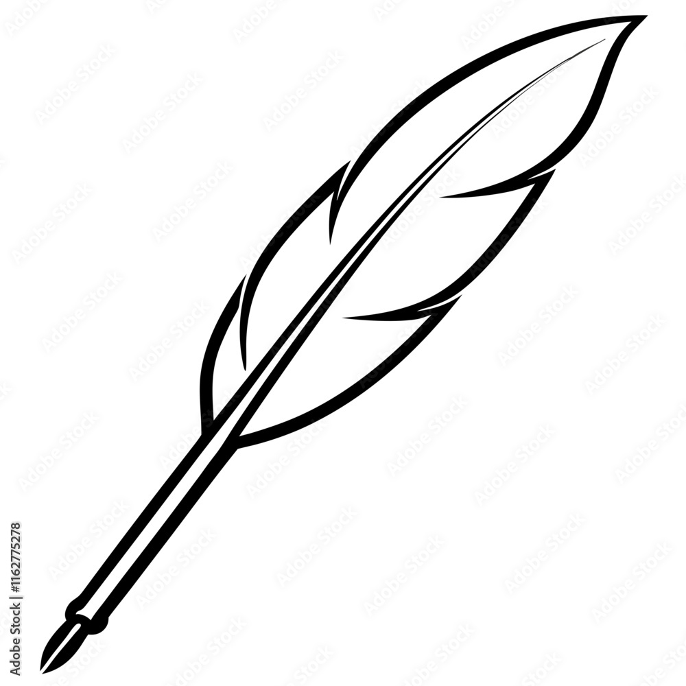 Obraz premium Elegant Writing Quill Line Art Design
