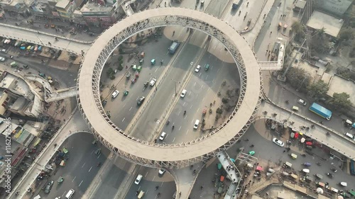 Ariel view of Famous chowk in Lahore city, named: CHUNGI AMER SIDHU.  LAHORE, PAKISTAN. photo