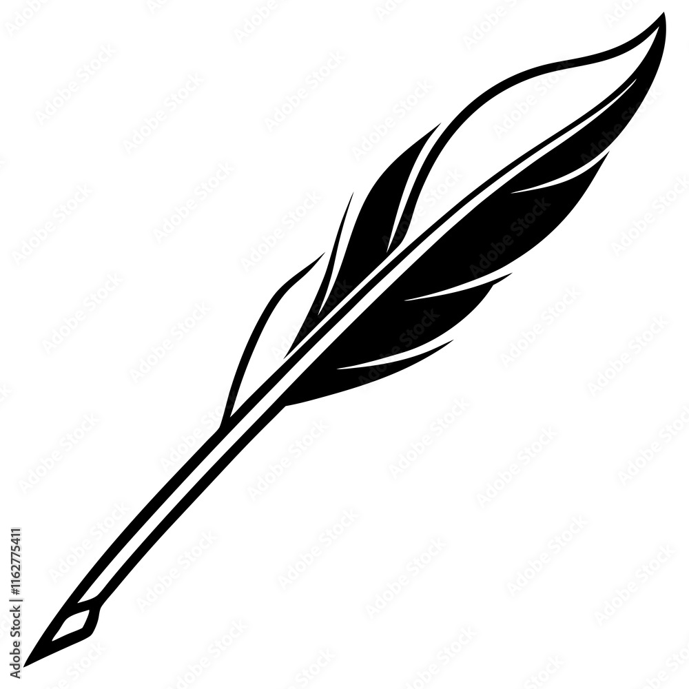 Obraz premium Elegant Writing Quill Line Art Design