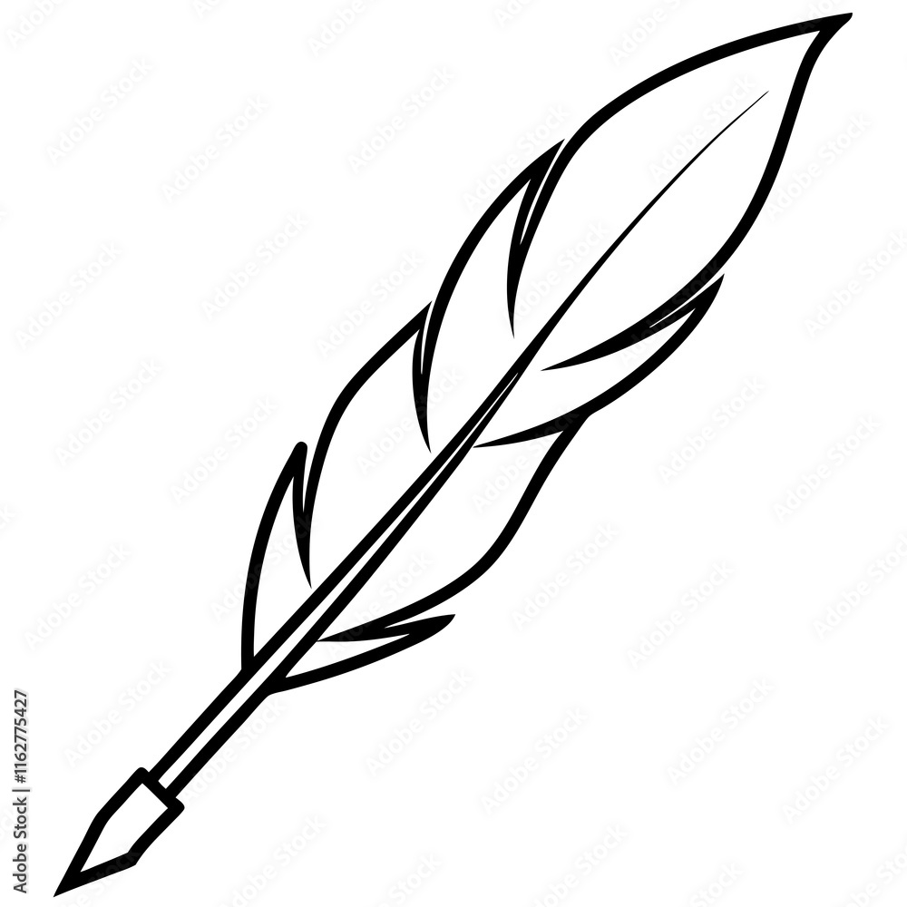 Obraz premium Elegant Writing Quill Line Art Design