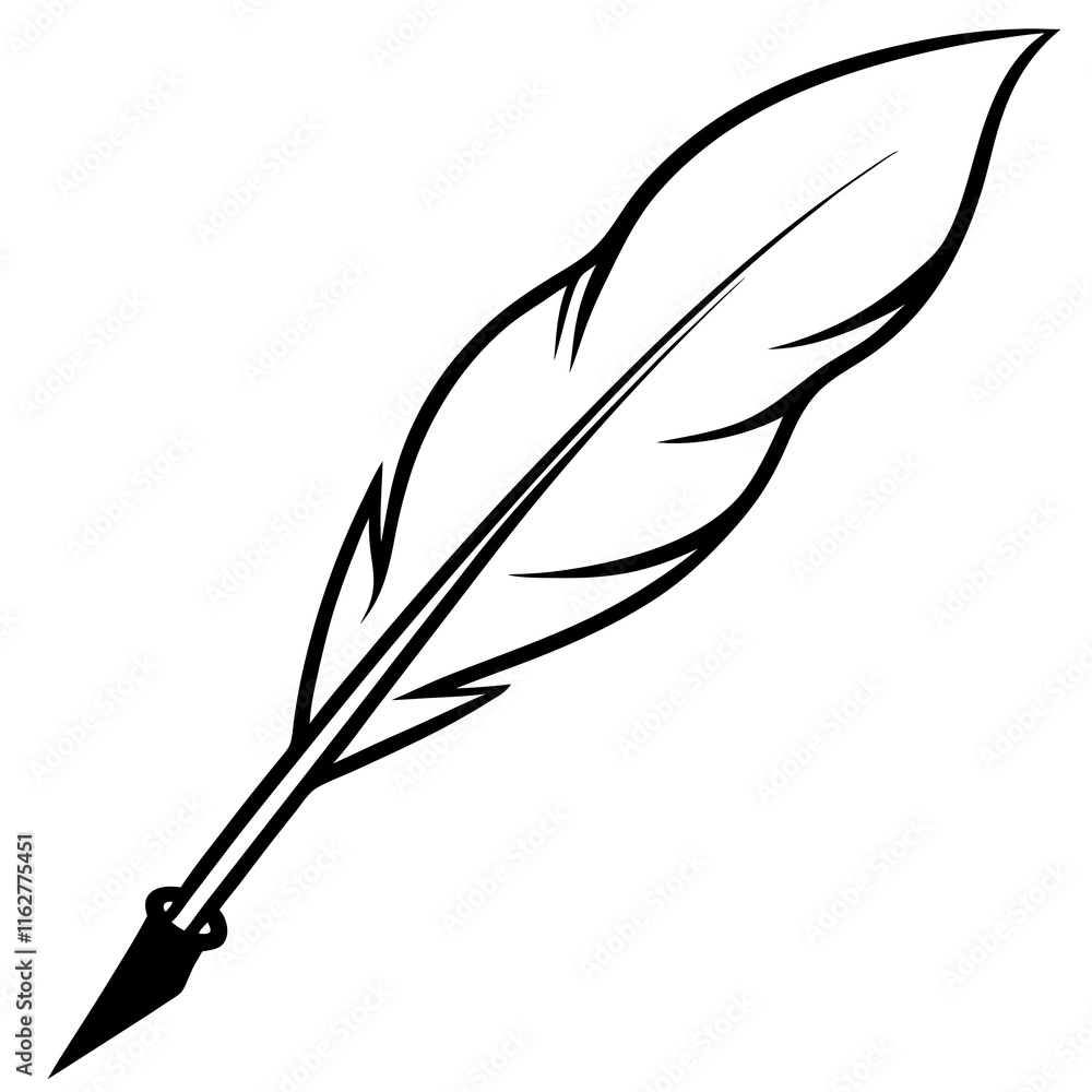 Fototapeta premium Elegant Writing Quill Line Art Design