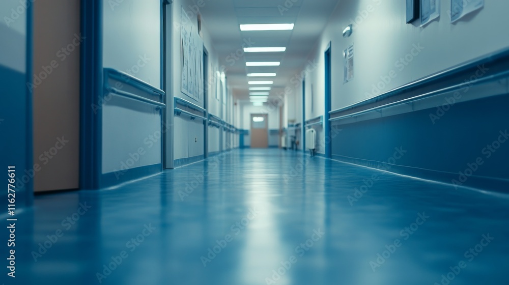 Fototapeta premium Calm Hospital Corridor with Soft Natural Lighting