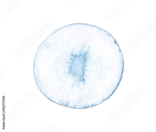 Abstract blue watercolor circle with soft texture and gradient effect on white background.