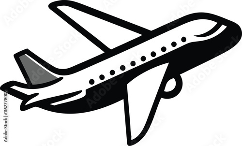 plane silhouette on a white background, vector illustration, airplane vector, aero plane vector