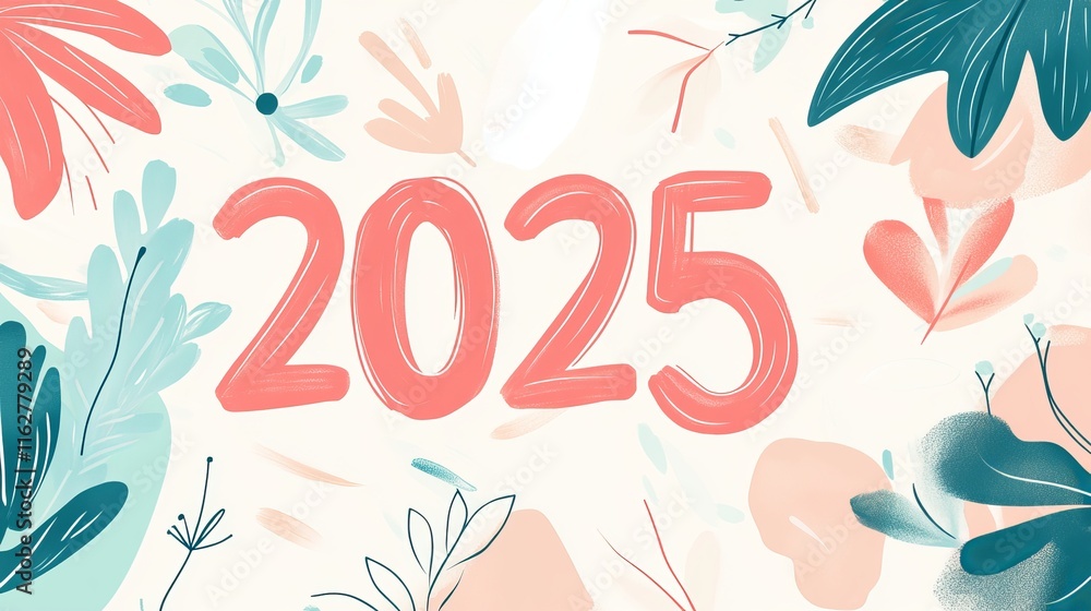 Fototapeta premium Shiny 2025 New Year Greeting with Sparkles
